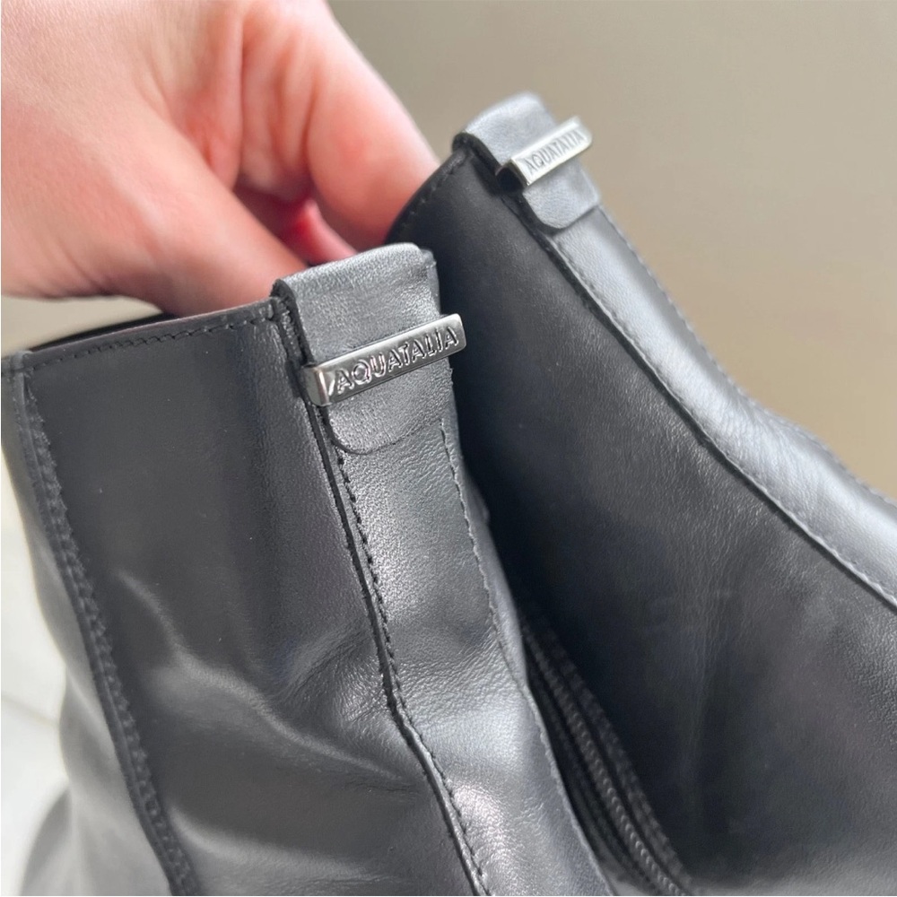 Aquatalia Addison Black Leather Chain Ankle Boots (Size 8) $595 Retail Italy - Picture 5 of 16